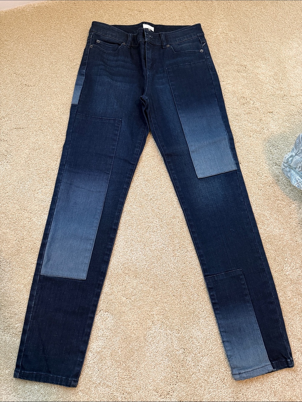 ecru Women's Patchwork Straight-Leg Jeans in Dark Blue